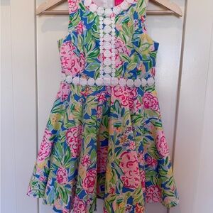 Lilly Pulitzer Pink and Green Sleeveless A-Line Sundress